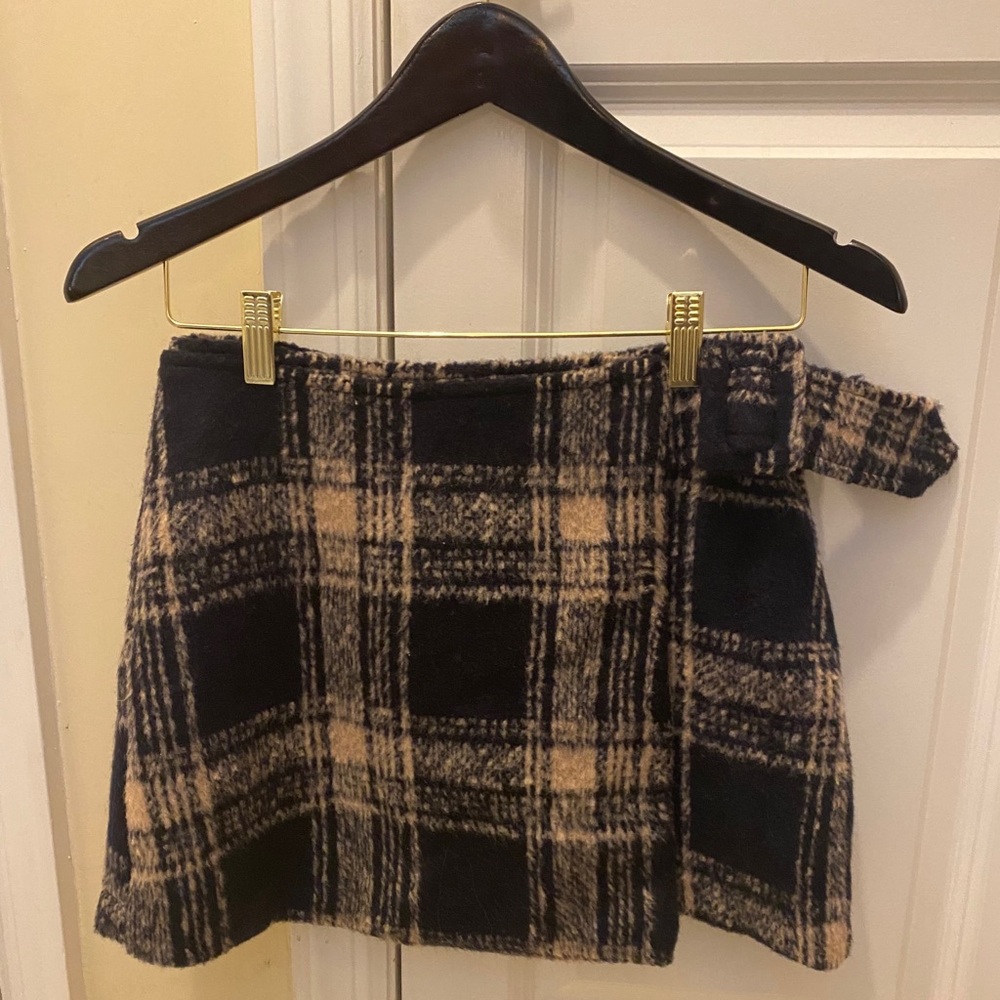 Wool-blend Plaid Mini Skirt